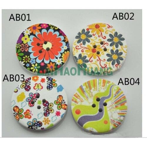 Wholesale DIY fancy 50pcs 30mm 4-hole big round wood buttons free shipping 2017060601