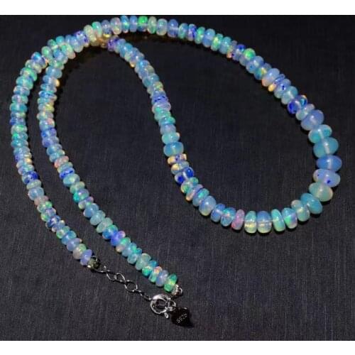 Natural Colorful Opal Crystal Clear Round Beads Necklace 4x6.1mm Women Man Reiki Colorful Opal Pendant Jewelry AAAAAA