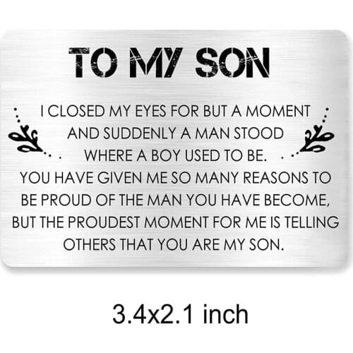 Son Gift from Mom Dad,to My Son Engraved Metal Wallet Card Inserts for Men,Inspirational Birthday Graduation Christmas Gifts