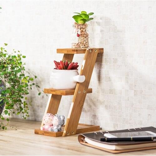 Plant Flower Stand 3 layers Bamboo Plant Tray Succulents Plant Bonsai Shelf Home Decoration Balcony Flowerpot Shelf