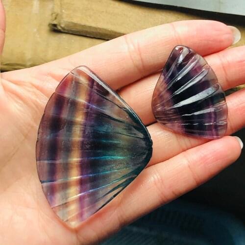 Natural Rainbow Fluorite Shell Crystal Figurine Carved Healing Reiki Meditation Gifts Stones