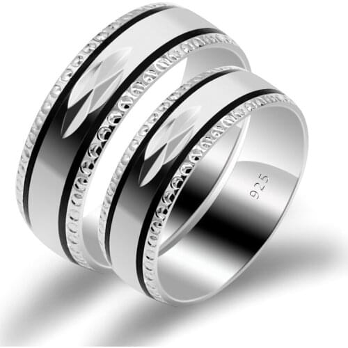 Romantic Silver Rings For Women Men Real 925 Silver Lover Couple Rings Engagement Simple Wedding Jewelry Lover Gift rings