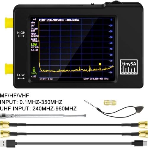 Hand Held Tiny Spectrum Analyzer TinySA by Hugen 2.8" Display 0.1MHz to 350MHz Input Could be Signal Generator with Battery