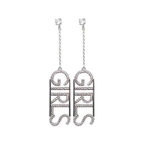 MADALENA SARARA S925 Needle Dangle Earring AAAA Cubic Zirconia And Crystal Inlaid Vintage Style Girls Earring