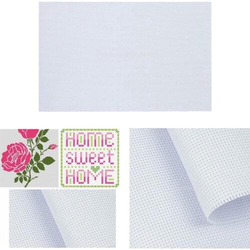 Sewing Embroidery Aida Cloth Cross Stitch Fabric DIY Needlework Craft - White