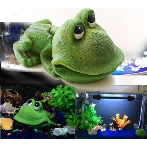 Resin Aquarium Frog Air Bubble Decoration Fish Tank Air Bubble Frog Repitle Ornament Aquarium Air Pump Outlet Decor 11x6.5x8cm