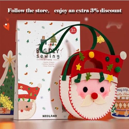 Santa Claus Needle Felt Bag DIY Sewing Kit Non-woven Needlework Toys Birthday party Christmas Gifts Kids Craft Kit Free shipping