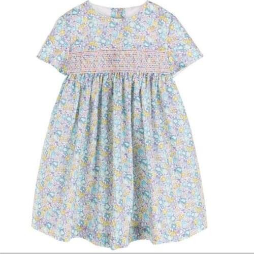 Baby Girls Smocking Floral Dress Children summer Boutique Dresses for Toddler Girl Handmade Smock Clothes Infant
