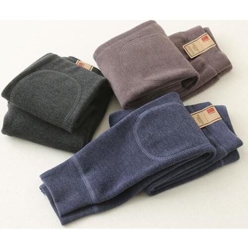 Boys Autumn/Winter Knee Protection Thermal Velvet Warm Pants Childrens Solid Double-Layer Thickened Long Johns 100-160cm HOT