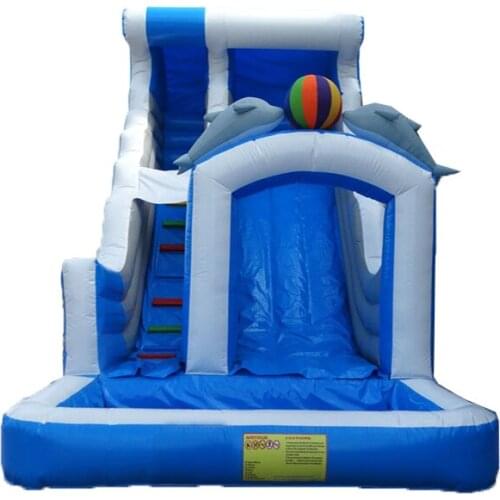 High quality pvc inflatable slide Double dolphins inflatable pool slide for children