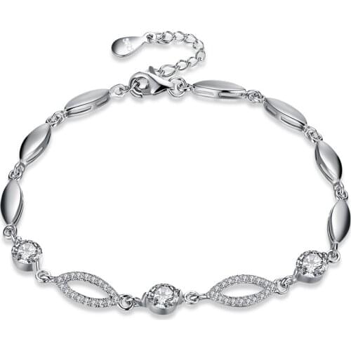 ZEMIOR Minimalist Sterling Silver Bracelets For Women Shining Zircon Chain Bracelet Silver 925 Jewelry Romantic Wedding Gift