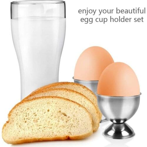 1/4pcs/set Stainless Steel Egg Cups Holder Soft Stand For Boiled Tabletop Cup Kitchen Tool Set Round Silver Eggs Cup Holder