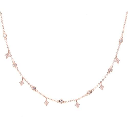 100% 925 sterling silver choker necklace Cubic Zirconia AAA drop star charm statement fine silver fashion evening party jewelry