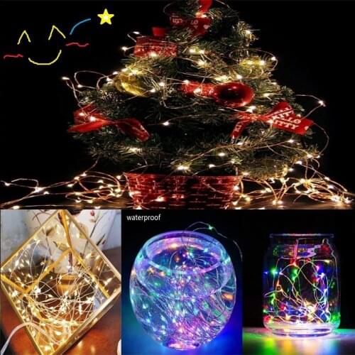 2 Pack 2M 20 LED String lights Silver Wire Christmas Garlands Festoon led Fairy Light Christmas Decorations for Home Room Tree