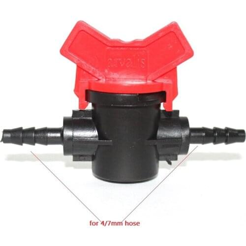 20PCS 4/7mm Hose Adjustable Red Switch Slotted Barbed Plastic Valves 1/4"Micro-irrigation Pipe Valves Water Plumbing Fittings