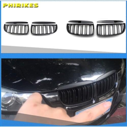 4PC/SET Pair Car Front Kidney style Double Slat Grille Set For BMW E90 E91 2005-2008