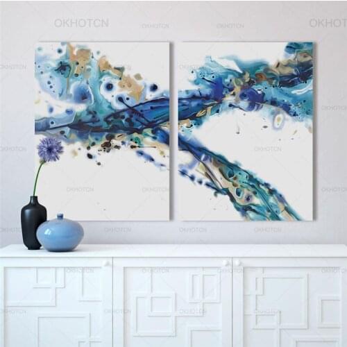 Abstract Blue Painting Nordic Decorative Wall Art for Living Room Bedroom Home Decorations Poster Canvas