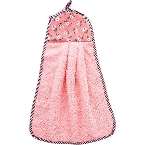 Nonstick Oil Coral Velvet Hanging Hand Towels Kitchen Dishclout