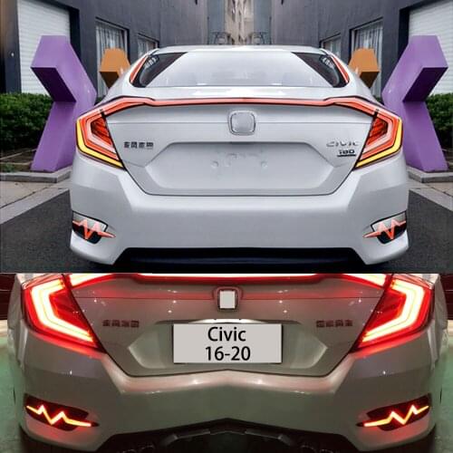 Car LED DRL Daytime Running Lights rear bumper brake light tail light fog lamp For Honda Civic 10th 2016-2020