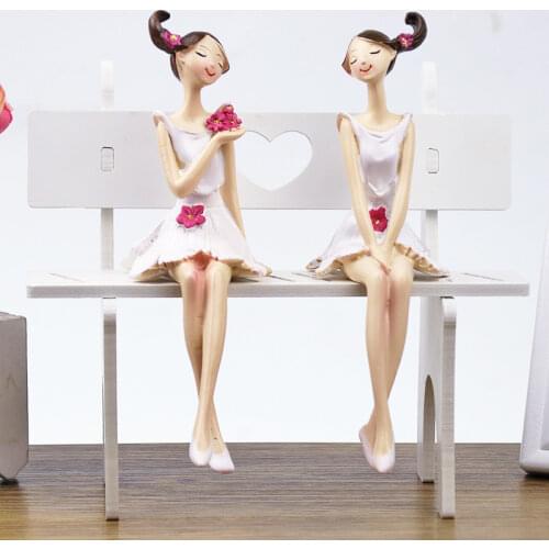 2Pcs/set Resin Angel Figurines Beautiful Girl Craft Fairy Figurines Gift Wedding Party Ornaments Home Decoration Accessories