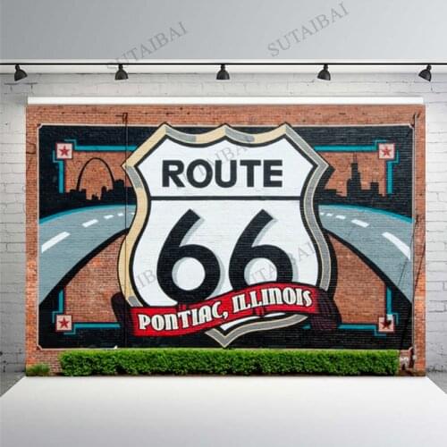 Daylight Park Bricks Wall Route 66 Road Pattern Custom Photography Photo Studio Background Backdrops Photocall Photophone