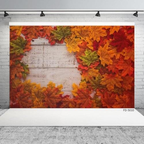Wooden Board Maple Leaves Photo Backdrop Custom Backgrounds for Children Baby Pets Toy Portrait Photoshoot Photography Props