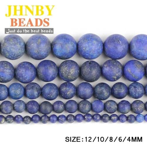 JHNBY Matte Lapis lazuli Natural Stone ore Round Loose beads ball 4/6/8/10/12MM Fashion Jewelry bracelet making accessories DIY