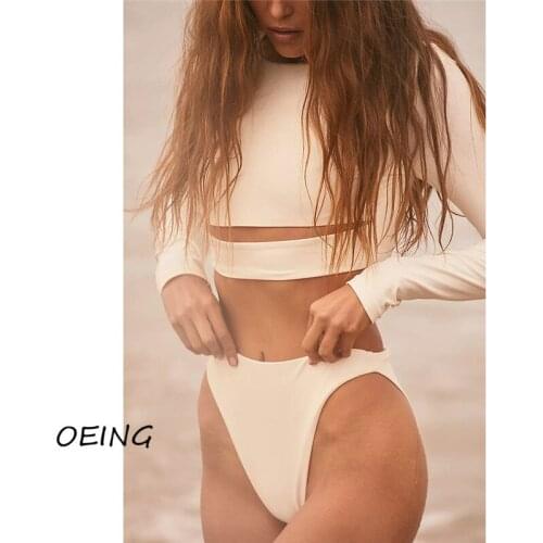 Long Sleeve Swimsuit High Waisted Bathing Suit 2021 Sexy Surf Swimsuit Women Hollow Out