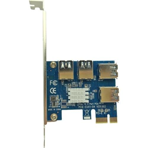 Hot Sale PCIE PCI-E PCI Express 1X to 16X Riser Card 1 to 4 USB3.0 Multiplier Hub Adapter For Bitcoin Mining Miner Mining Device