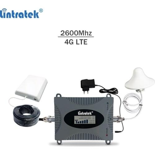 Lintratek Signal Booster 4G LTE 2600MHz Band 7 Repeater 4G 65dB Mobile Phone Amplifier 2600MHz with LCD Display Full Kit #7.5