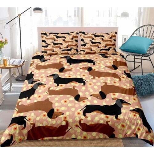 Cute taupe puppy Bedding set for Boys Girls Duvet cover set Cartoon pet Bed line Lovely dog Pattern Bedspread King home Textile