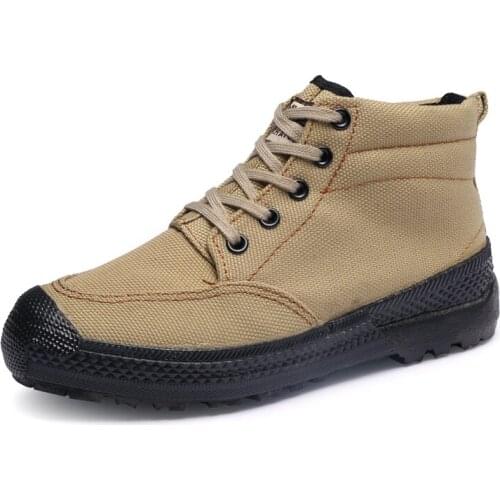 Men Women Outdoor Hiking Canvas Shoes Army Fans Combat Training Shoe Non-slip High-top Camouflage Tactical Boots