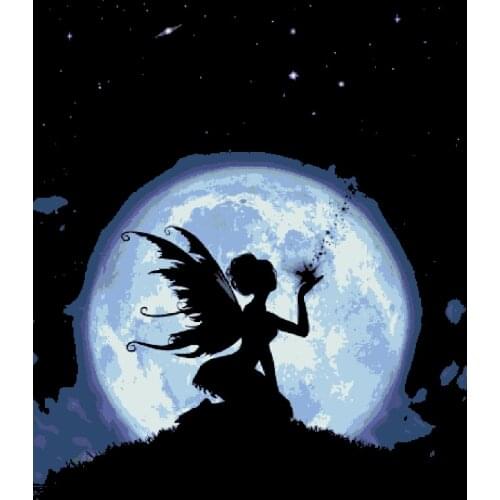 Catch a falling Star cross stitch package fairy aida 18ct 14ct 11ct black cloth people kit embroidery DIY handmade needlework