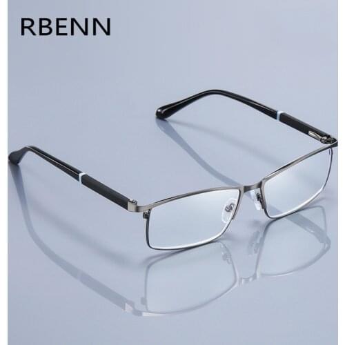 RBENN BRAND DESIGN Business Men Reading Glasses Metal Frame Anti Blue Light Computer Reader +0.5 0.75 1.5 1.75 2.0 3.5 4.0 5.0