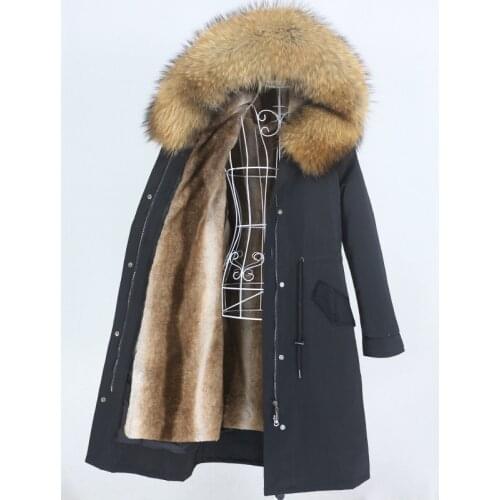 OFTBUY 2021 New X-long Parka Waterproof Winter Jacket Women Natural Raccoon Fox Fur Hood Real Fur Coat Detachable Streetwear