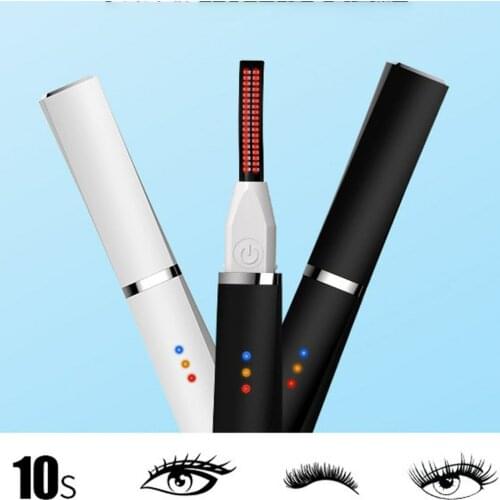 Heated Eyelash Curler Rechargeable USB Electric Eyelash Curler with Double-Sided Eyelash Brush Long Lasting