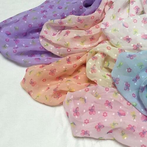 Dress Chiffon Swissdot Handmade Craft Tissue Doll Cloth Tilda Flower Printed Soft fabric dress material