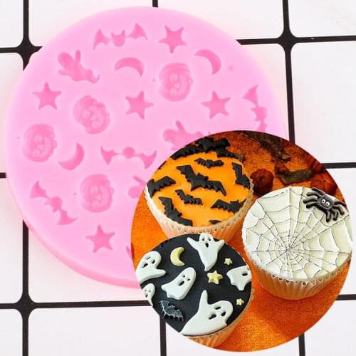 Halloween Ghost Pumpkin Bat Silicone Mold DIY Cupcake Topper Fondant Molds Cake Decorating Tools Chocolate Candy Resin Moulds