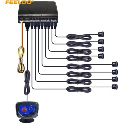 FEELDO BiBi 8 Sensors Rear/Front Car LCD Monitor Display Parking Reverse Backup Radar System #MX2821