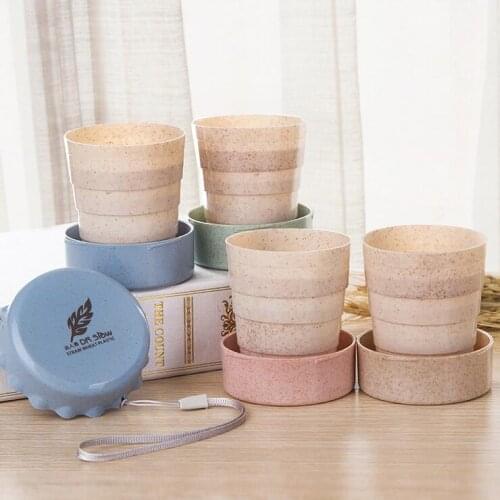 Easy To Carry And Foldable Straw Wheat Plastic Cup Mini Telescopic, Compact And Not Easy To Break Container Cup