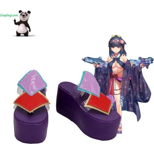 Fate Grand Order FGO Archer Osakabehime stage 3 Purple Cosplay Shoes Long Boots Leather Custom Made For Halloween