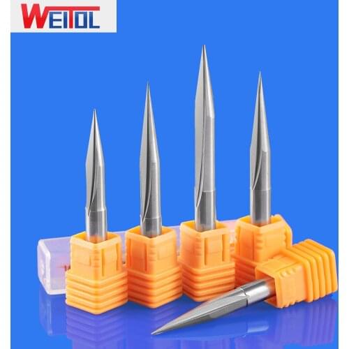WeiTol 5A 6mm Shank 1PCS 2 Flutes Straight Engraving Bits Carbide V Bits Carving machine tools 50mm end mill Free Shipping