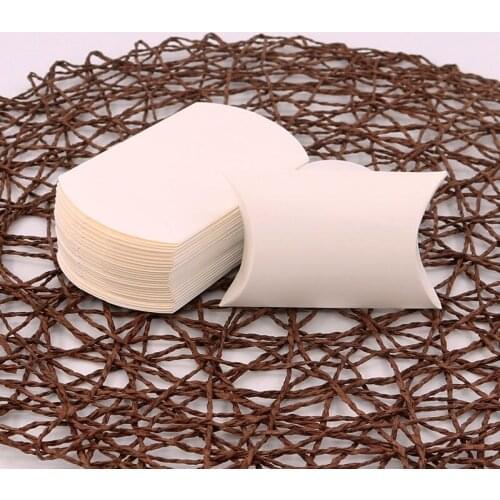 10pcs/lot Newly Pure Blank Pillow Shape Box 6.5x9x2.5cm Happiness Candy Handmade DIY Jewelry Earrings Display Packing Paper Box
