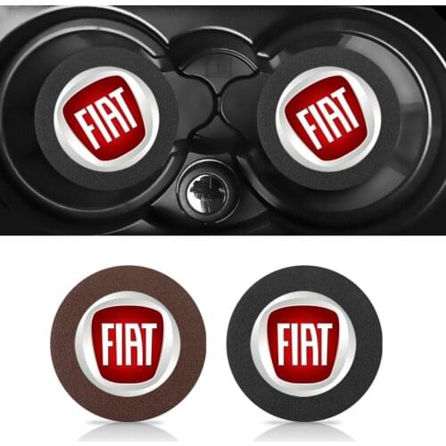 2Pcs Car Cup Holder Pad PU Leather Slot Non-slip Coaster Mat For FIAT 500 Abarth Grande-Punto Astra Bravo Panda Tipo Stilo Egea