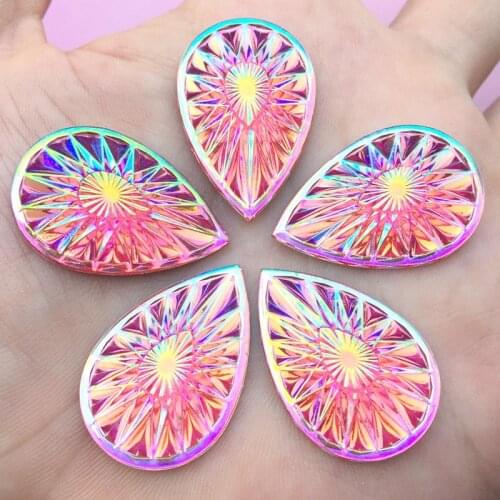 20*30mm Bling AB Resin Rhinestone Water Drop Flatback Cabochon Stone DIY Wedding Decoration Crafts 48pcs/lot -B894*4