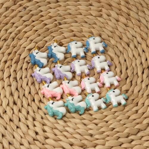 XIMA 10pcs/lot Cute Cartoon DIY Accessories Unicorn Resin Accessories Diy Center Crafts Hair Accessory