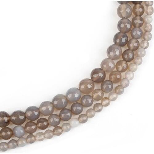 36-95pcs Faceted Bead 4 6 8 10mm Natural stone Gray Beads For Jewelry Making Findings Necklace Bracelet Earrings Findings