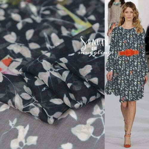 Pure silk georgette gauze silk fabric floral print very soft and thin for scarf,SCG651
