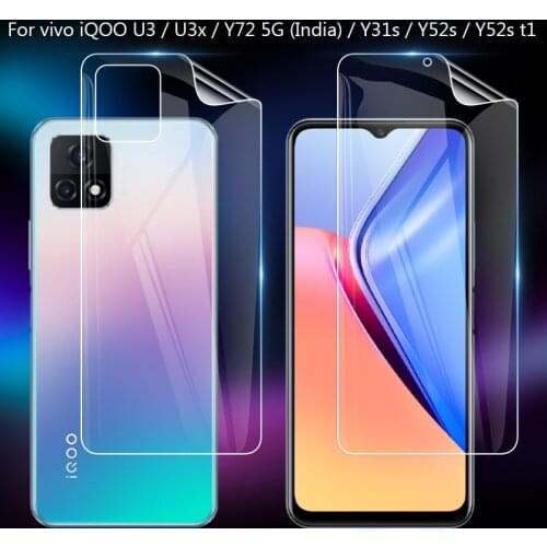 For vivo Y72 5G India iQOO U3 U3x Y52s Y31s Clear TPU / Matte Anti-Fingerprints Hydrogel Full Cover Soft Screen Protector Film