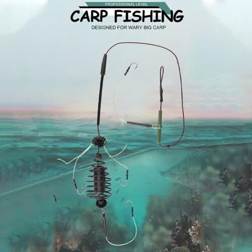 Efficient Fishing Bait Cage Inline Method Feeder Spring Hook 30-80g Weighted Feeder Hook Artificial Lure Fishing Accessories